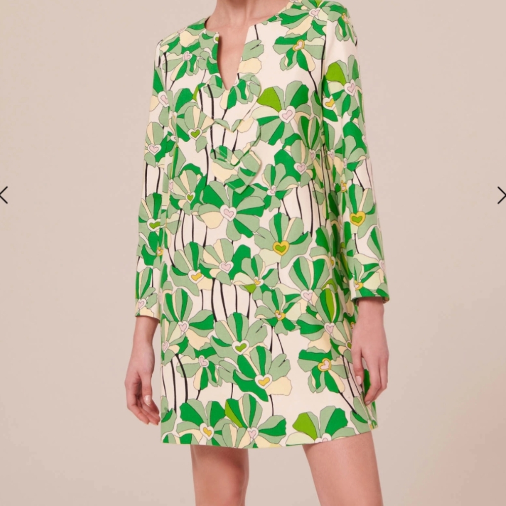 Floral Green and Cream Dress